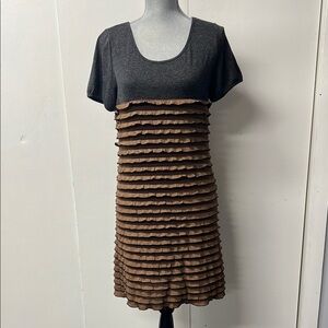 Black and brown knit short sleeve dress. Feels like a Tshirt!